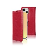 Etui Portefeuille Zanae rouge pour iPhone 13 montrant le design élégant et la fonctionnalité.