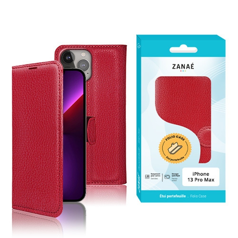 Étui portefeuille rouge pour iPhone 13 Pro Max