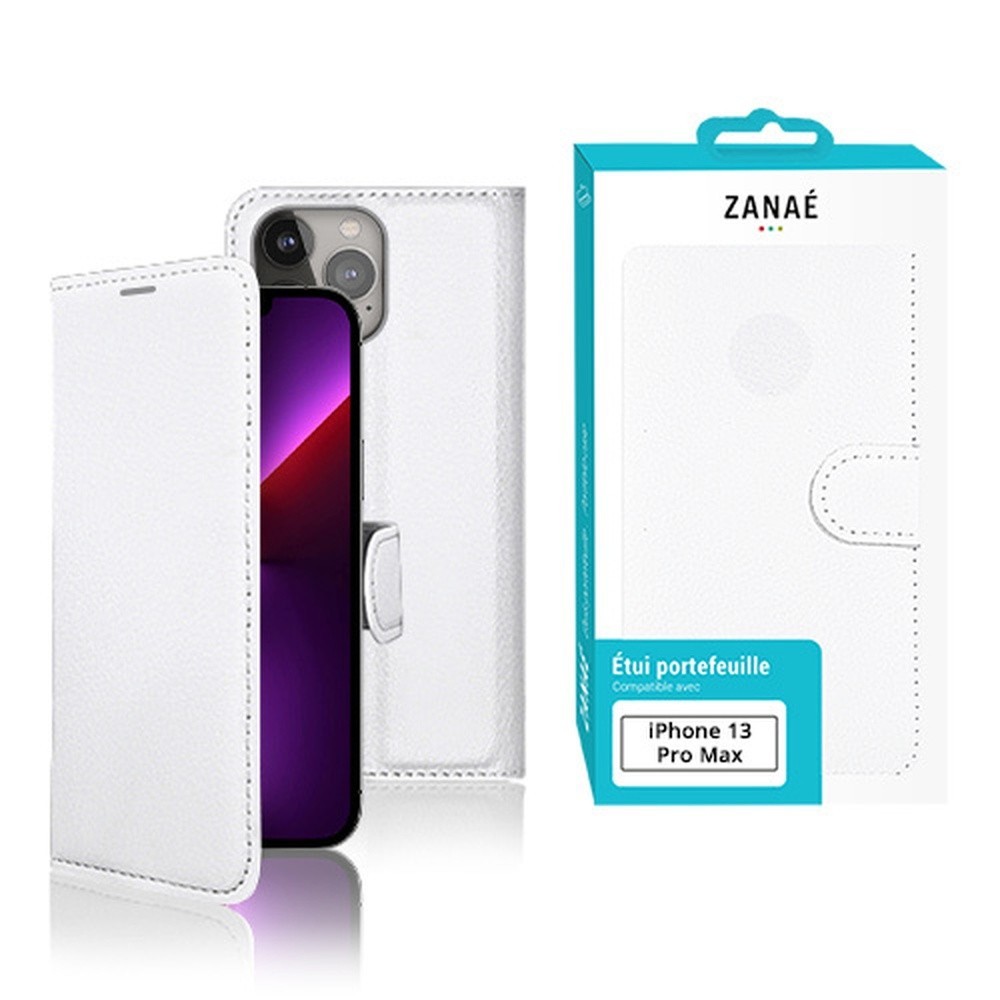 Étui Portefeuille Zanae Blanc pour iPhone 13 Pro Max