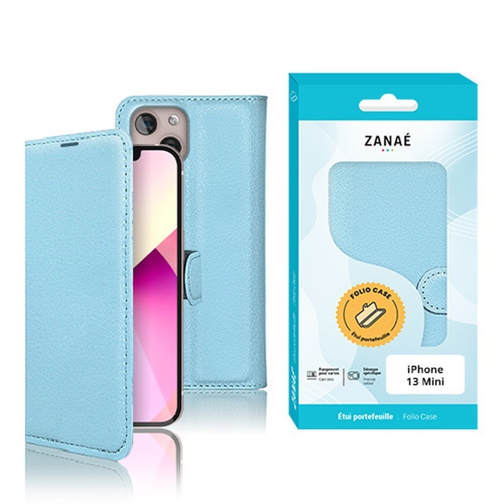 Étui Portefeuille Zanae Bleu Clair pour iPhone 13 mini