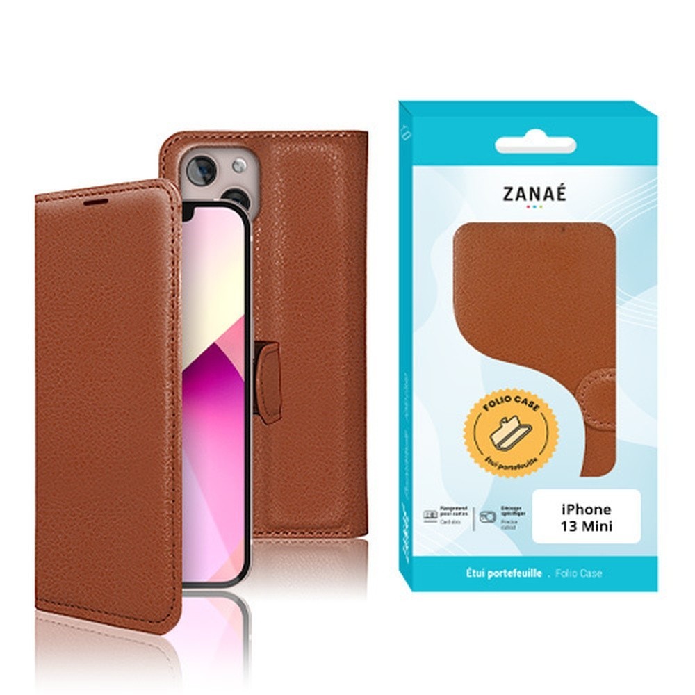 Etui Zanae pour iPhone 13 mini couleur marron