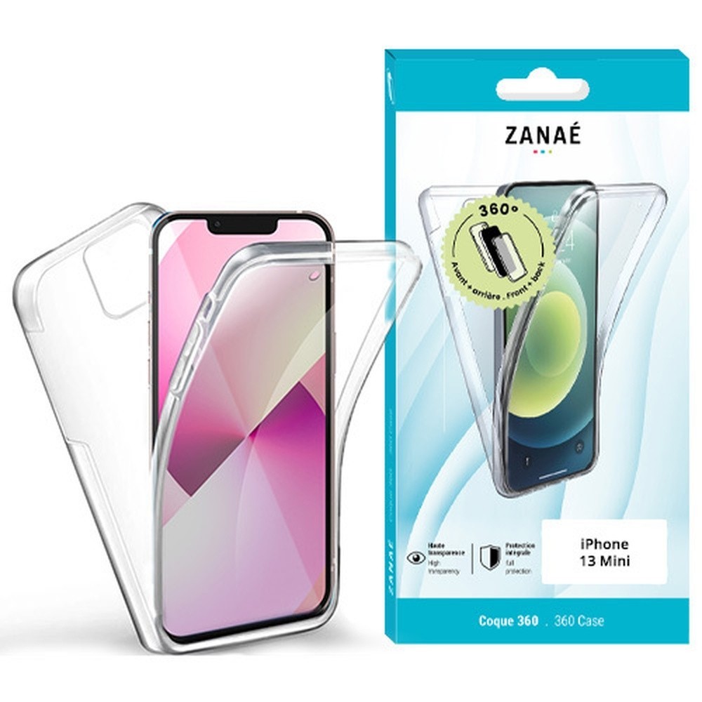 Coque transparente 360 pour iPhone 13 mini offrant une protection complète