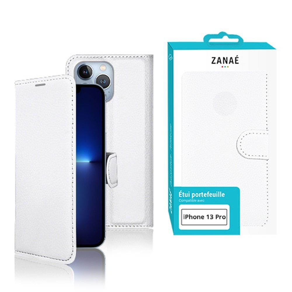 Etui portefeuille blanc pour iPhone 13 Pro