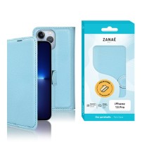 Étui portefeuille Zanae bleu clair pour iPhone 13 Pro