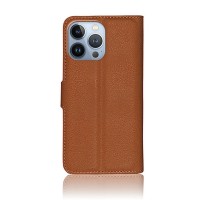 Étui Portefeuille Zanae pour iPhone 13 Pro de couleur marron
