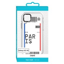 Coque transparente billet d'avion Paris pour Galaxy A22 4G et M22 4G