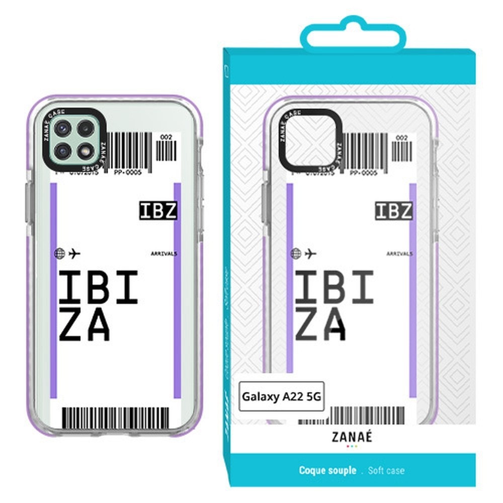 Coque billet d'avion IBIZA pour Galaxy A22 5G - Transparente