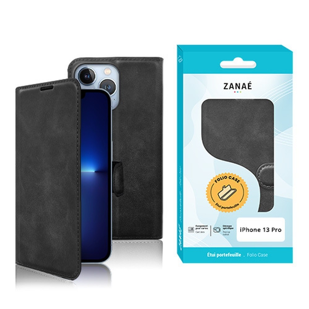 Étui portefeuille Zanae Columbia noir pour iPhone 13 Pro
