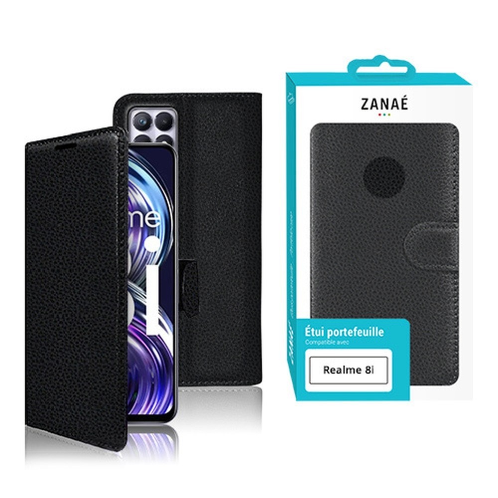 Etui Portefeuille Zanae noir pour Realme 8i