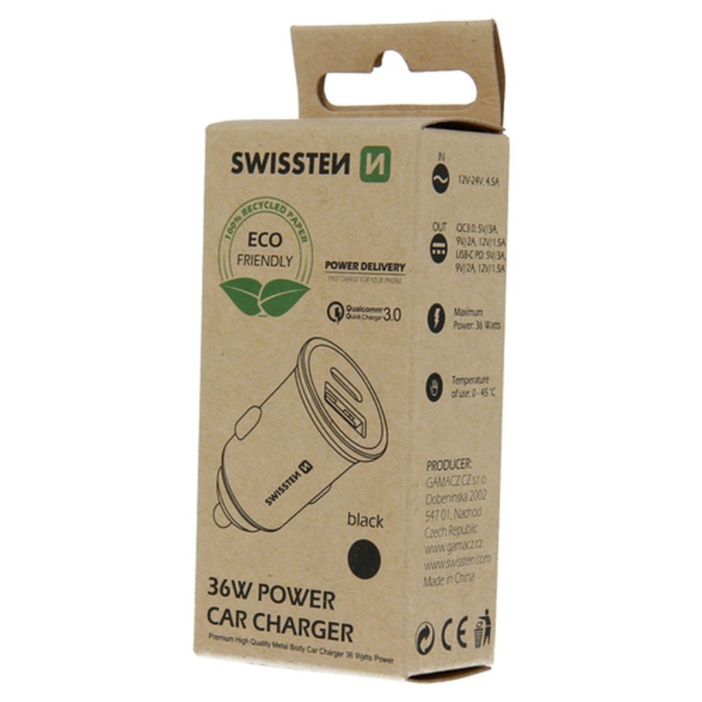 Chargeur allume-cigare 2 ports 36W noir