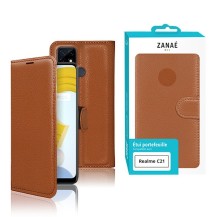 Etui Portefeuille Zanae pour Realme C21 en marron