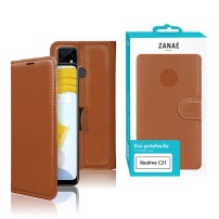 Etui Portefeuille Zanae pour Realme C21 en marron