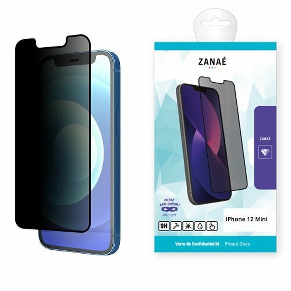 Verre trempé de confidentialité noir pour iPhone 12 Mini