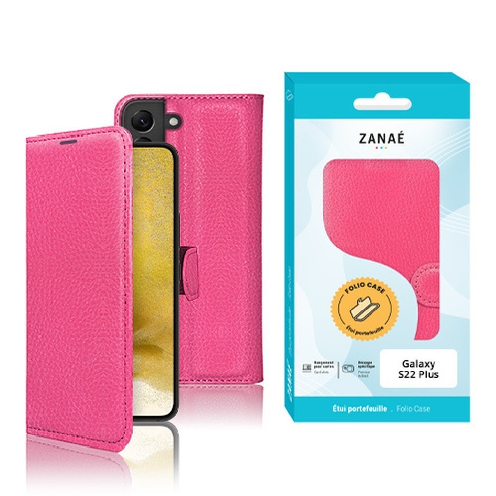 Étui portefeuille Zanae couleur fushia pour Samsung Galaxy S22 Plus