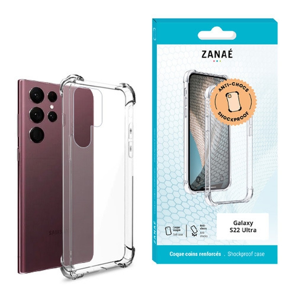 Coque en silicone transparent avec coins renforcés pour Samsung Galaxy S22 Ultra