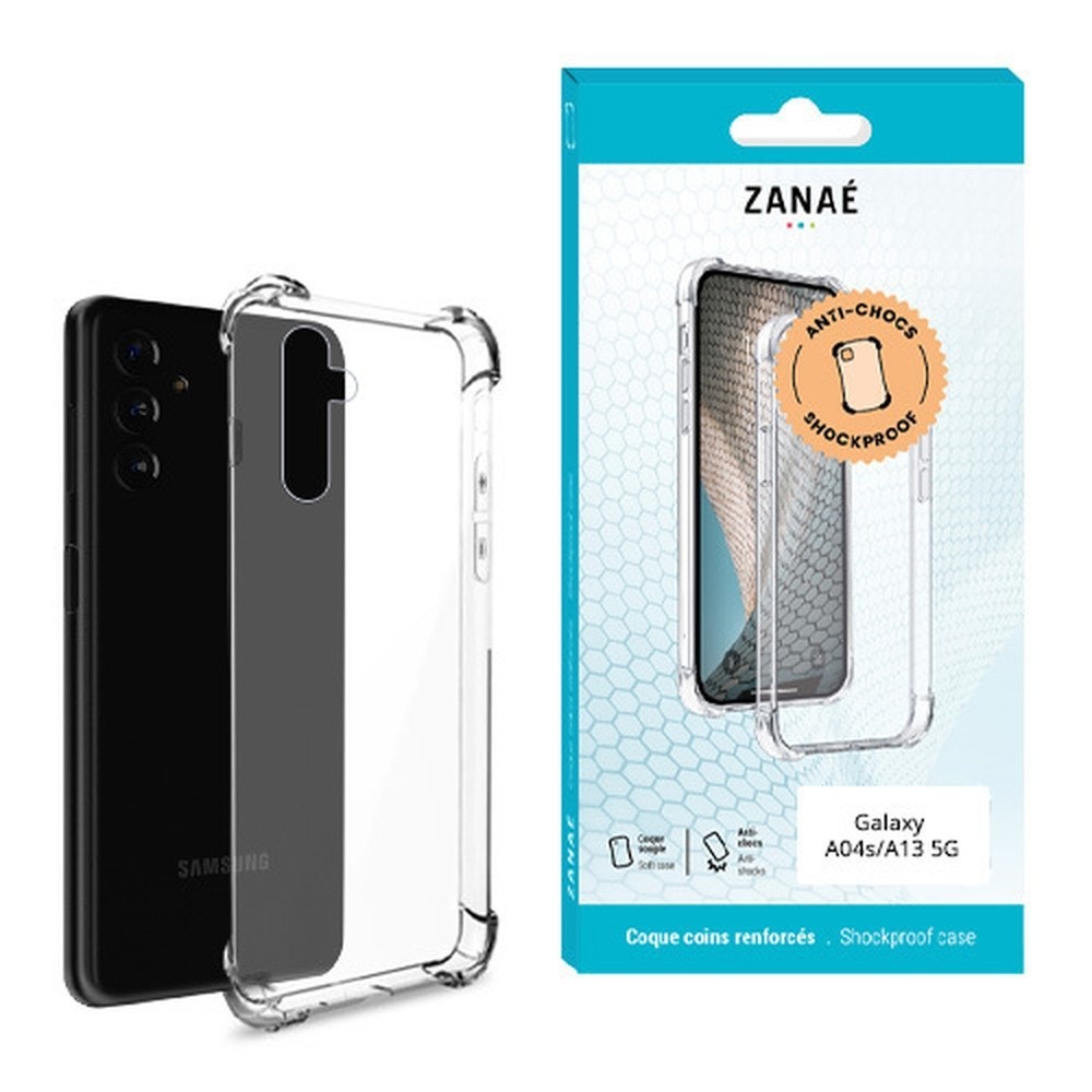 Coque Silicone transparente avec coins renforcés pour Galaxy A04s et A13 5G