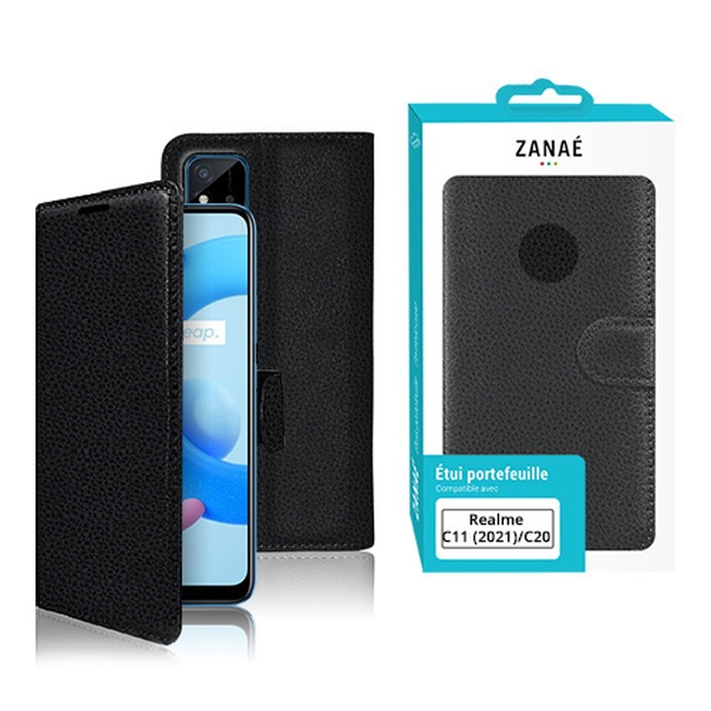 Etui Portefeuille Noir pour Realme C20 et C11 (2021)