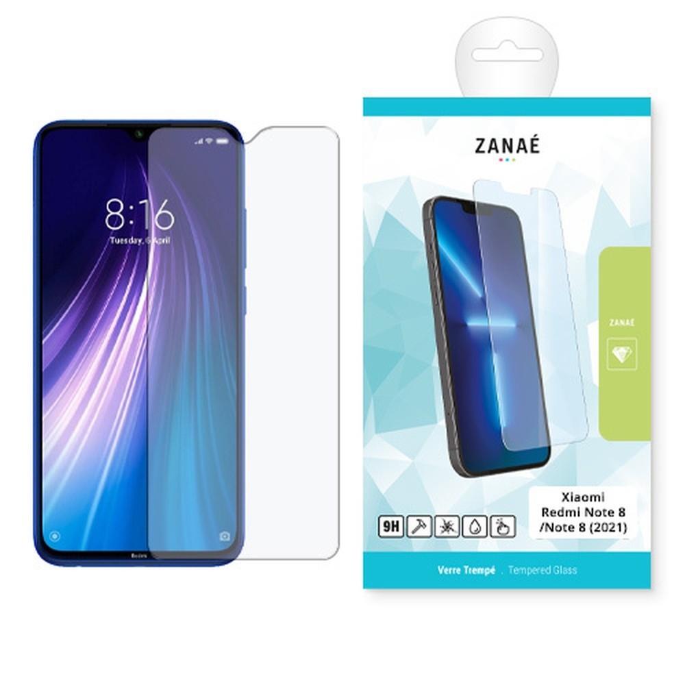 Verre trempé transparent pour Xiaomi Redmi Note 8