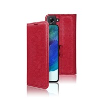 Étui portefeuille Zanae rouge pour Samsung Galaxy S21 FE 5G