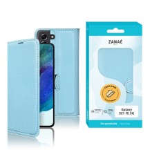 Élégant étui portefeuille Zanae bleu clair pour Samsung Galaxy S21 FE 5G