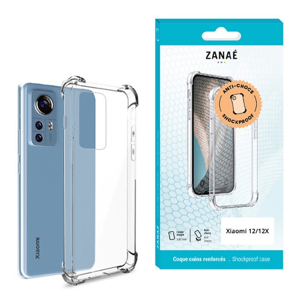 Coque en silicone transparente avec coins renforcés pour Xiaomi 12 et 12X