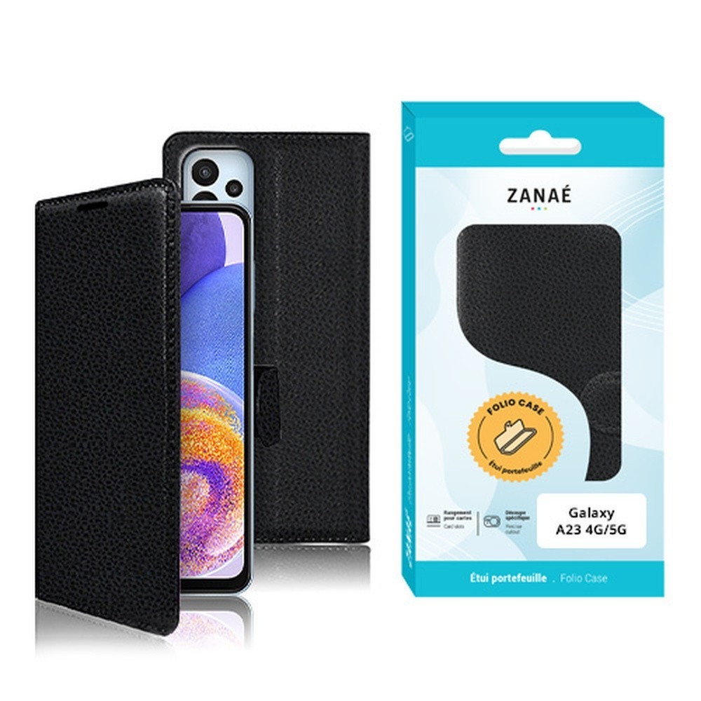 Etui Portefeuille Zanae pour Samsung Galaxy A23 en noir