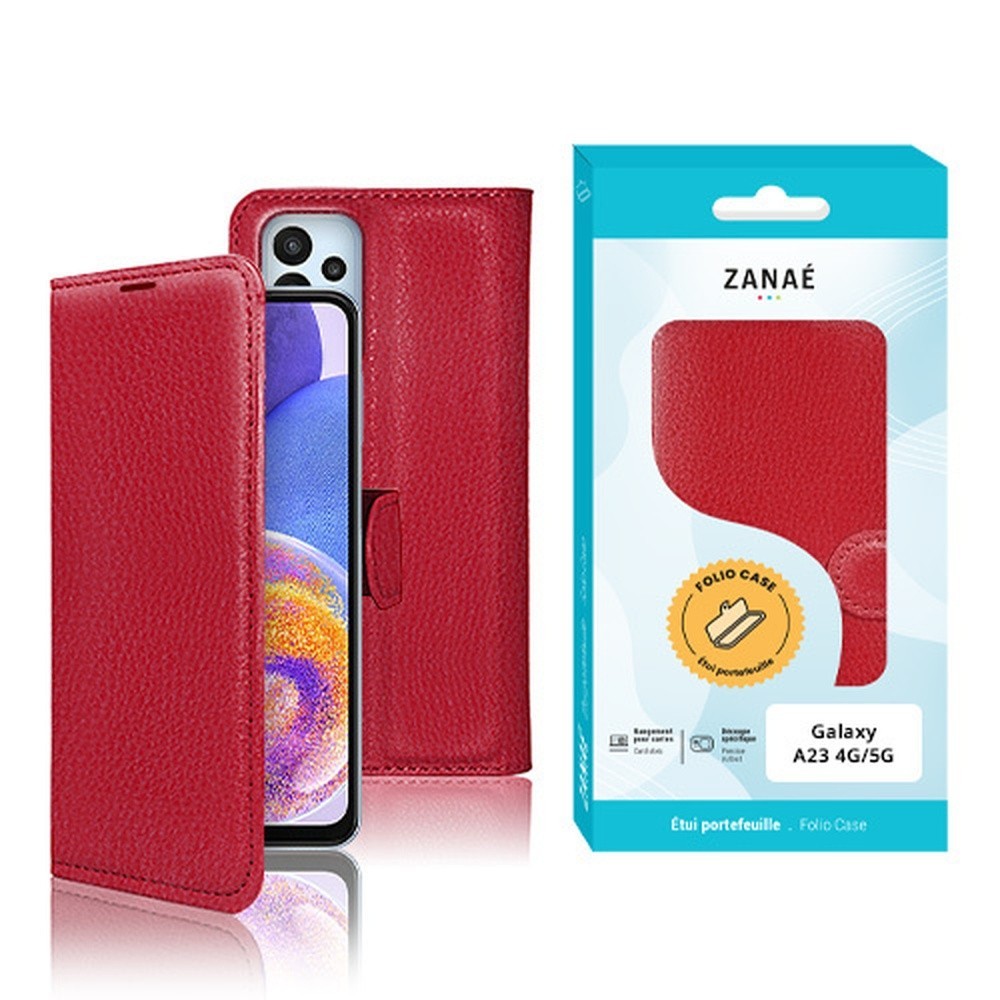 Etui portefeuille rouge Zanae pour Samsung Galaxy A23