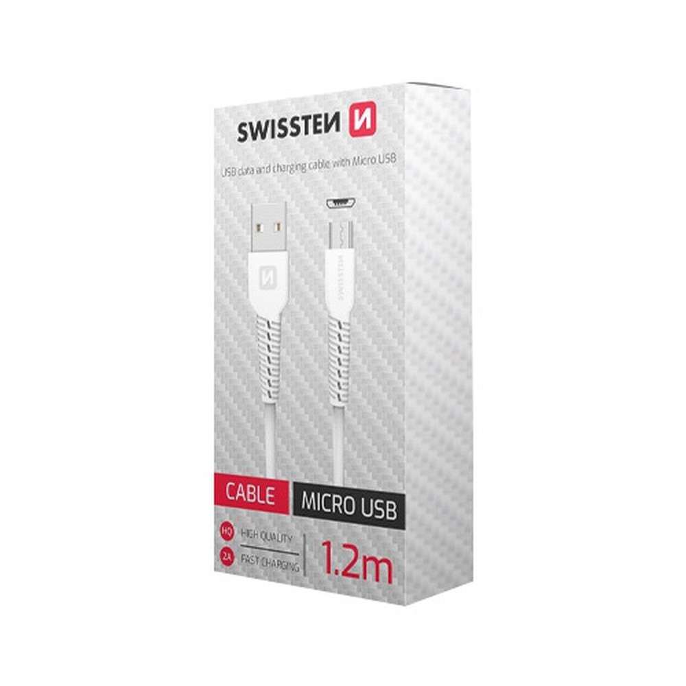 Câble USB Micro-USB Swissten de 1.2 mètres en blanc
