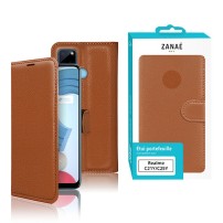 Etui portefeuille marron pour Realme C21Y et C25Y