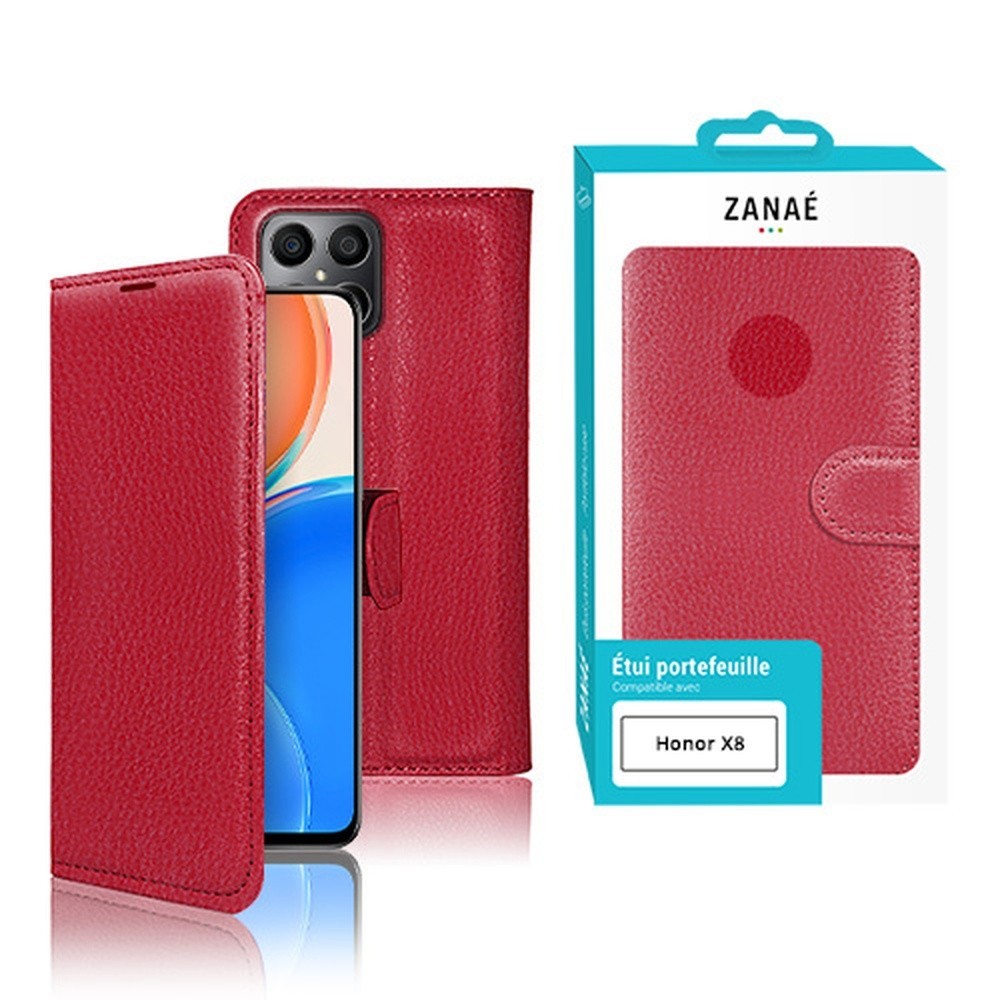 Etui Portefeuille Zanae rouge pour Honor X8