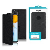 Étui portefeuille noir Zanae pour Honor X7