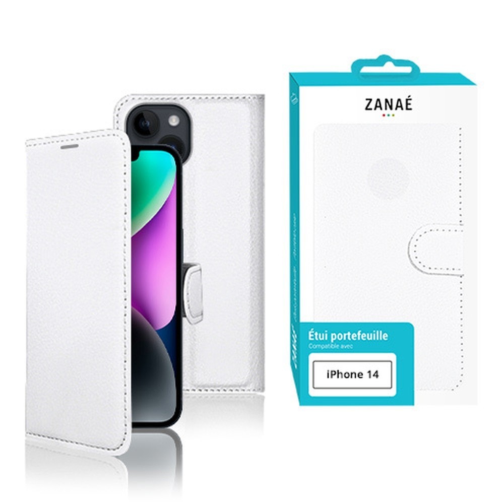 Étui portefeuille Zanae pour iPhone 14 blanc