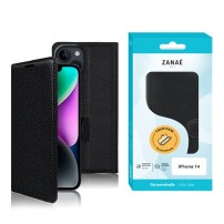 Étui Portefeuille Zanae pour iPhone 14 de couleur noire