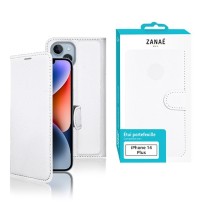 Étui portefeuille Zanae blanc pour iPhone 14 Plus.
