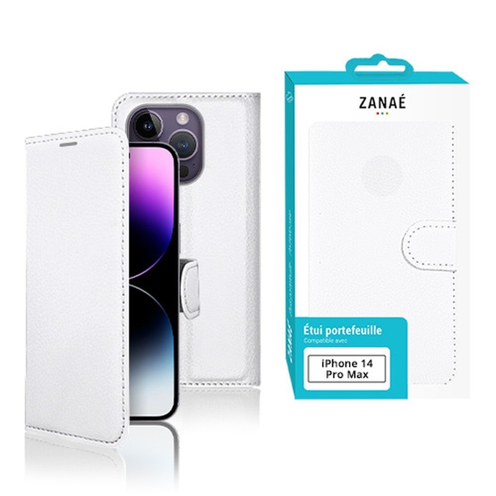 Etui portefeuille iPhone 14 Pro Max en coloris blanc