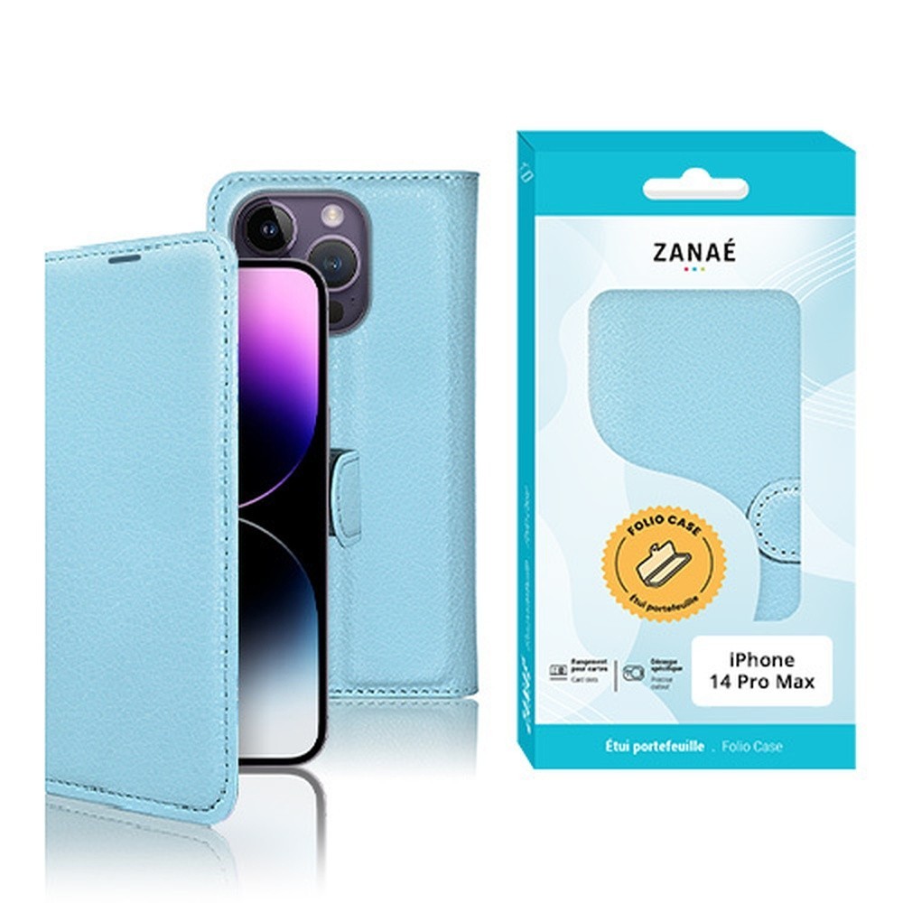Étui Portefeuille Zanae Bleu Clair pour iPhone 14 Pro Max