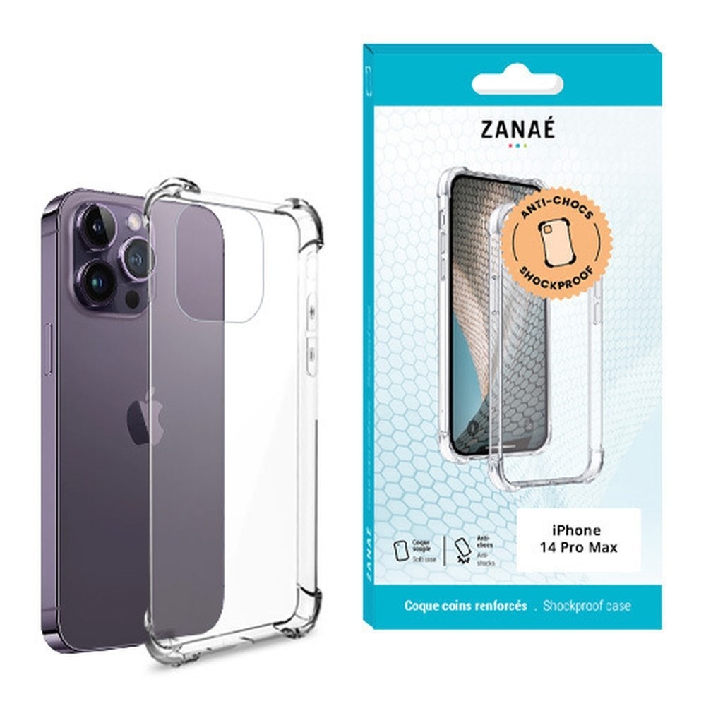 Coque silicone transparente renforcée pour iPhone 14 Pro Max
