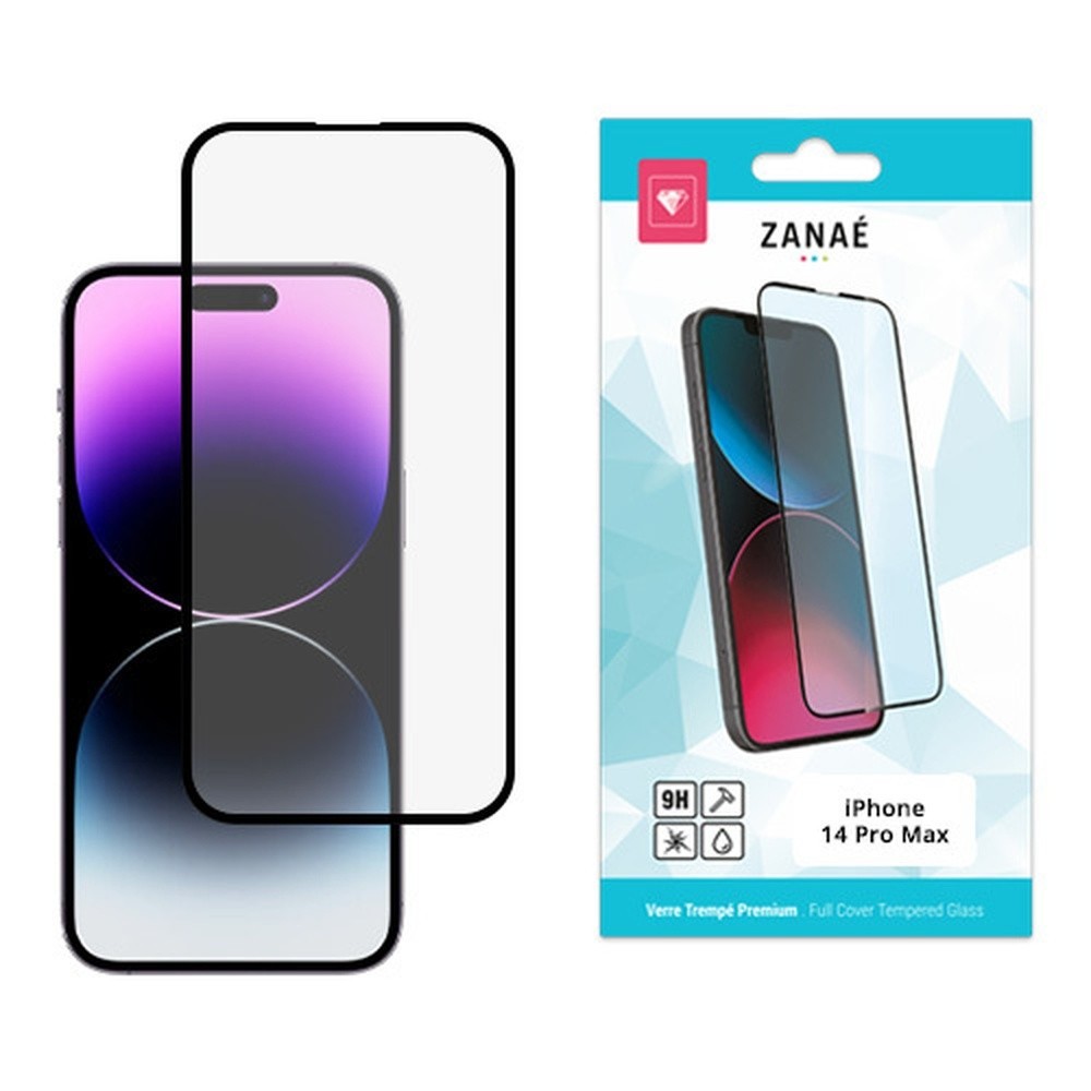 Verre trempé Full Cover noir pour iPhone 14 Pro Max