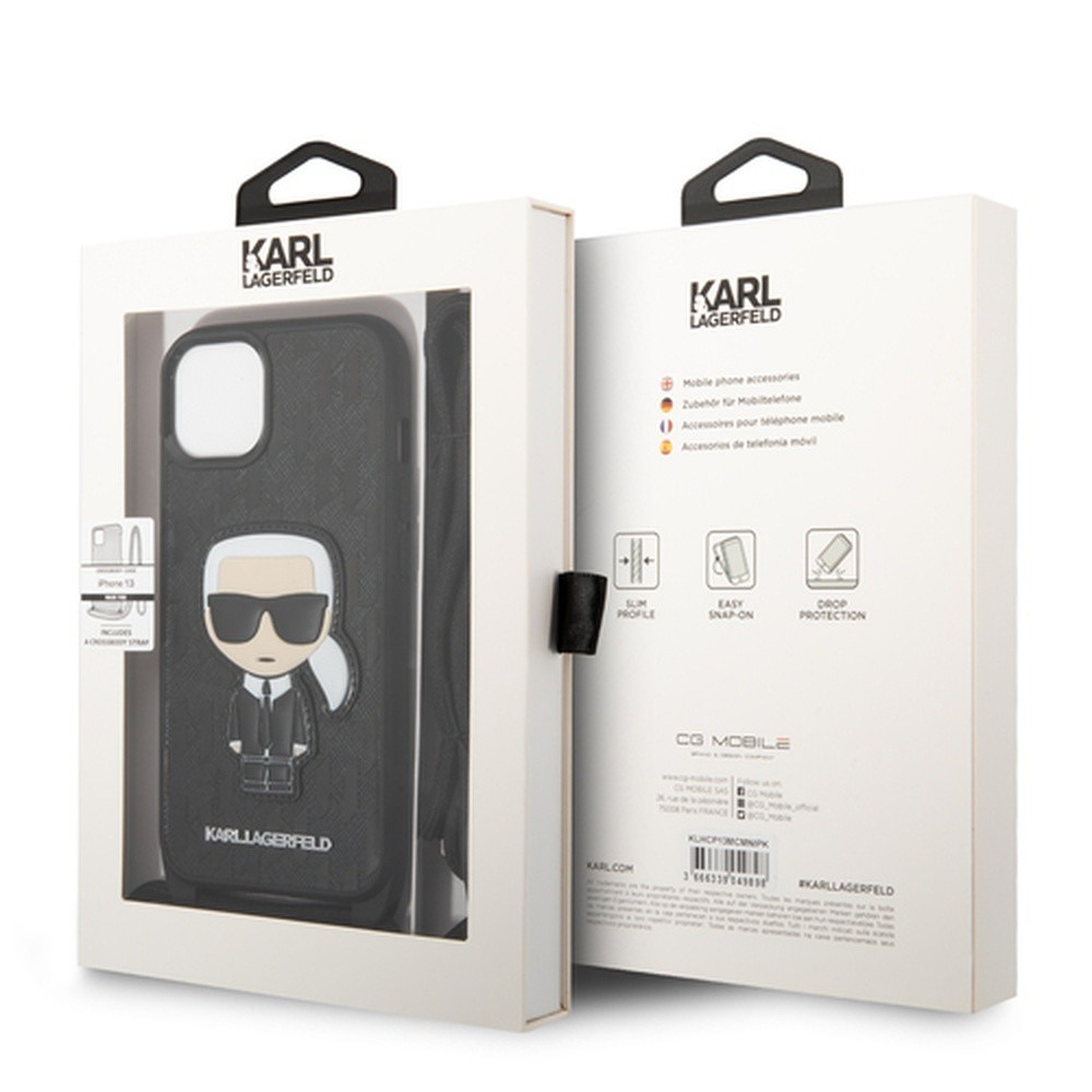 Coque en cuir Karl avec cordon pour iPhone 13