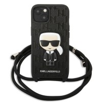 Coque en cuir Karl avec cordon pour iPhone 13