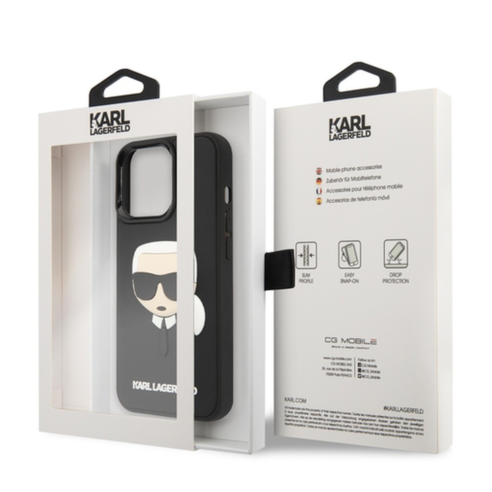 Coque iPhone 13 Pro noir motif Karl