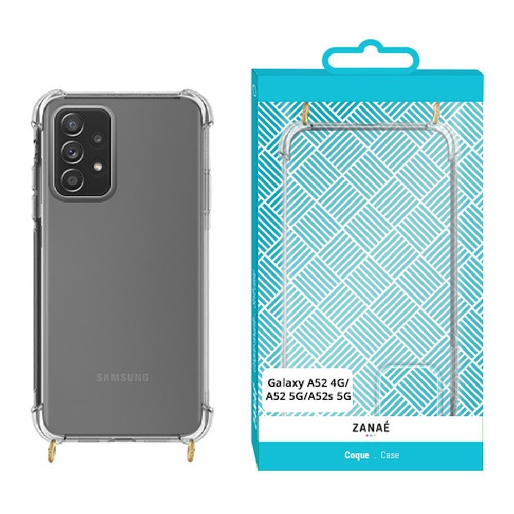 Coque transparente Cordella avec anneaux dorés pour Galaxy A52 / A52s