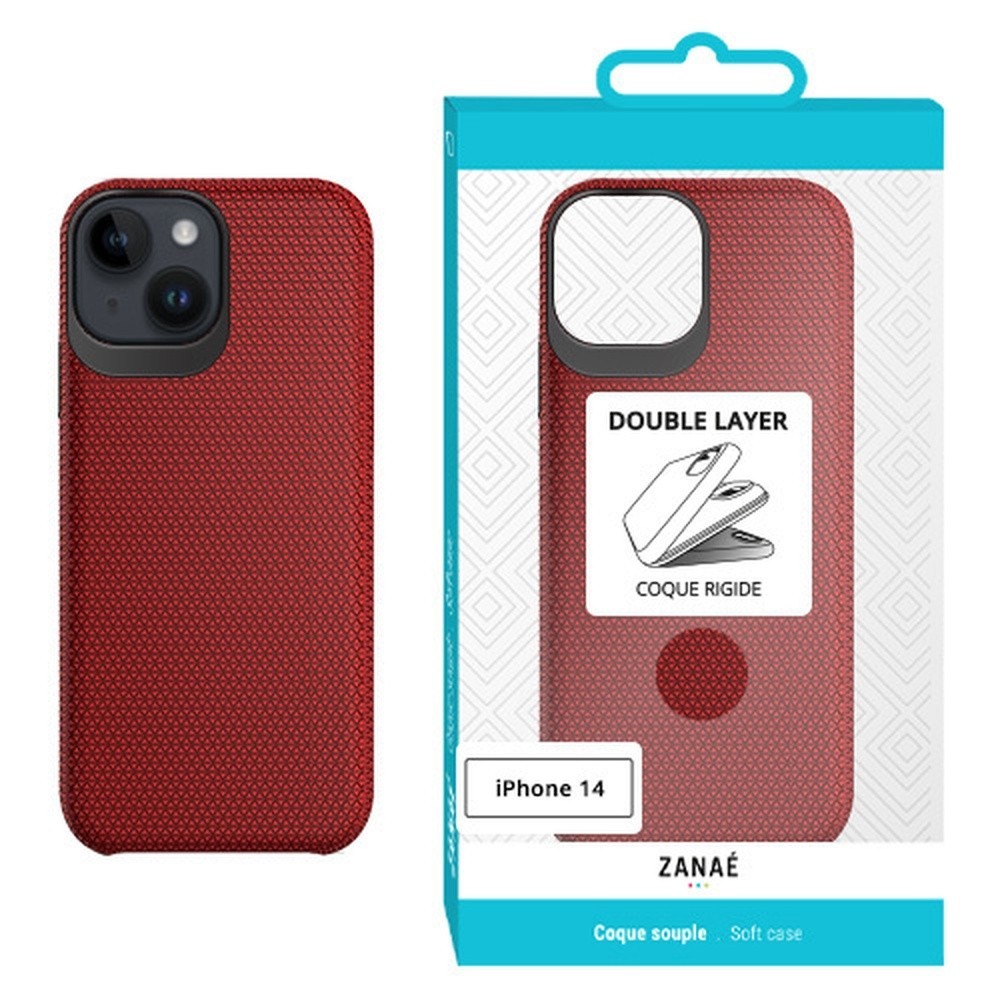 Coque Double Layer pour iPhone 14 en rouge