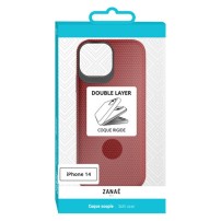 Coque Double Layer pour iPhone 14 en rouge