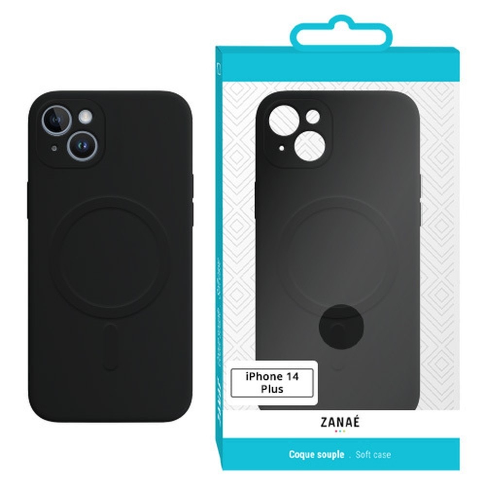 Coque compatible MagSafe noire pour iPhone 14 Plus