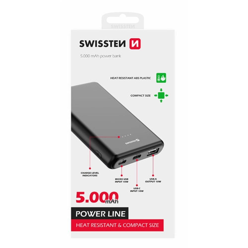 Power Bank Swissten Power line 5000 mAh Noir