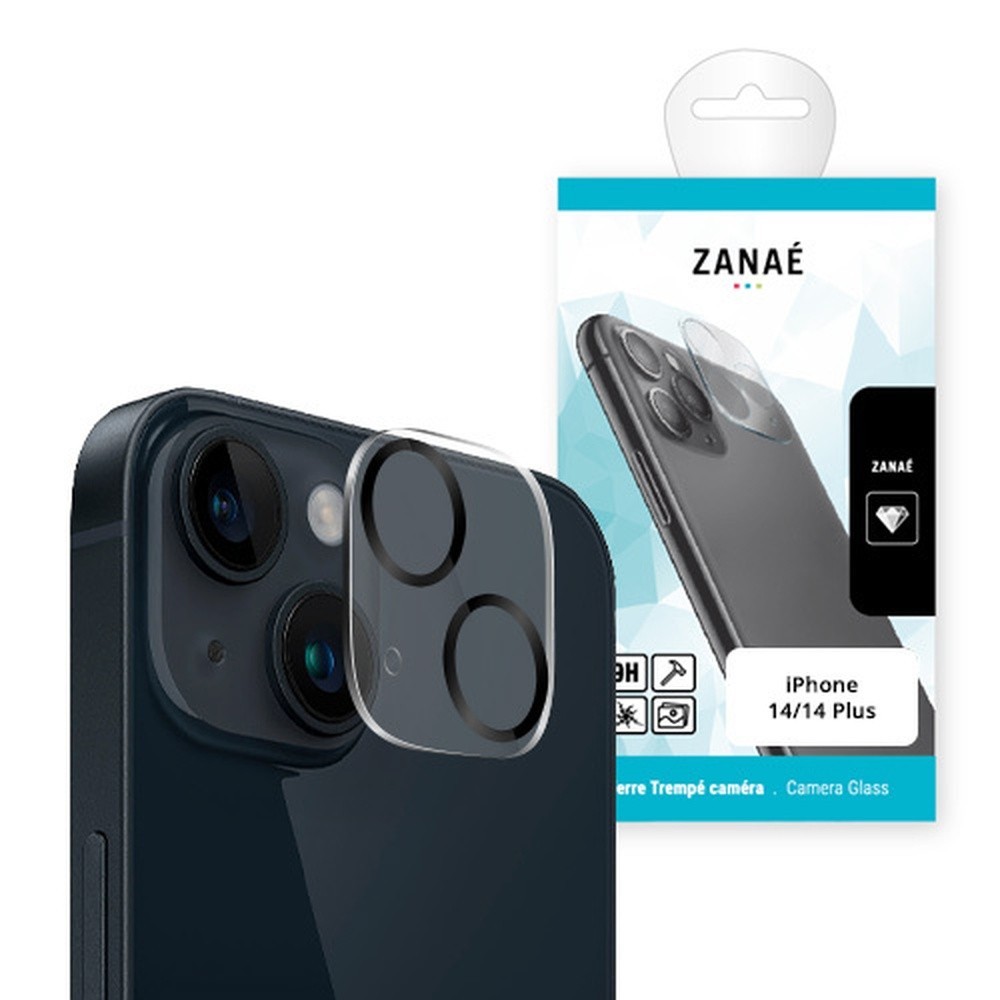 Verre trempé transparent pour caméra iPhone 14 et 14 Plus
