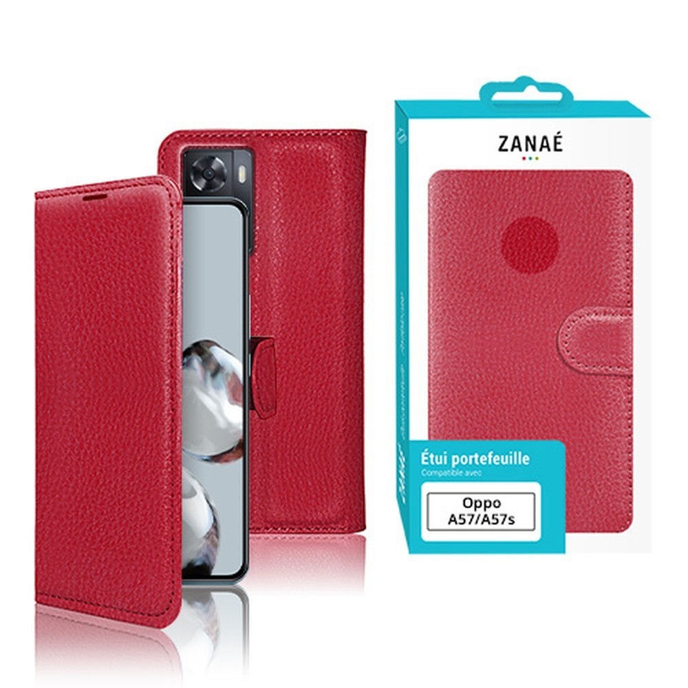 Zanae Wallet Rouge pour Oppo A77 5G