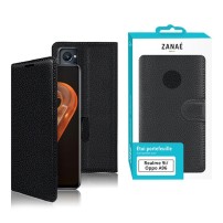 Étui portefeuille Zanae noir pour Oppo A96 et Realme 9i offrant protection et élégance