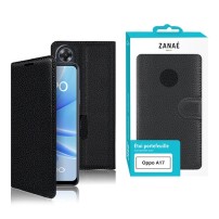 Etui Portefeuille Zanae noir pour Oppo A17
